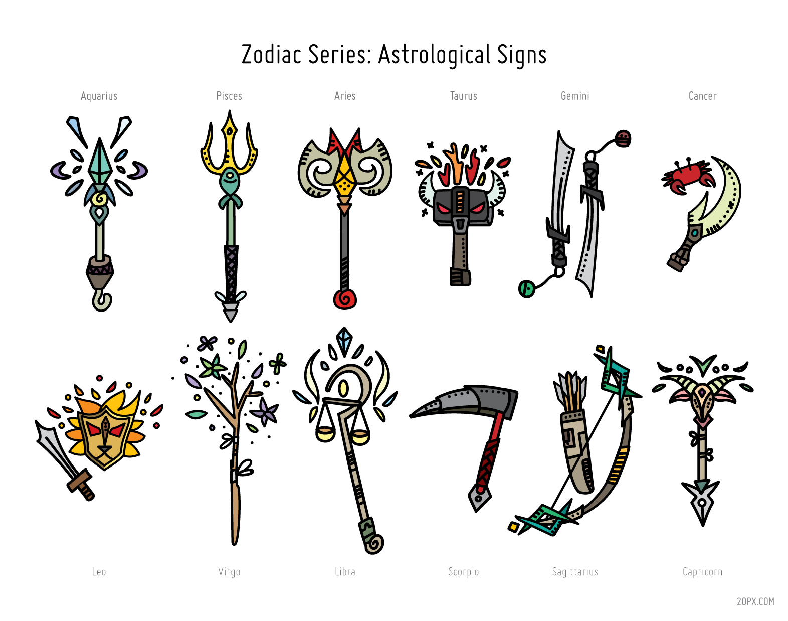 Weapons based on Astrological Star Signs - Horoscope Signs